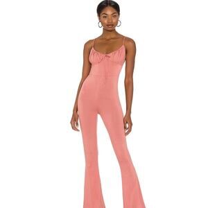 Lovers + Friends Lightweight Jersey Knit Archie Jumpsuit In Rose Pink Size Small